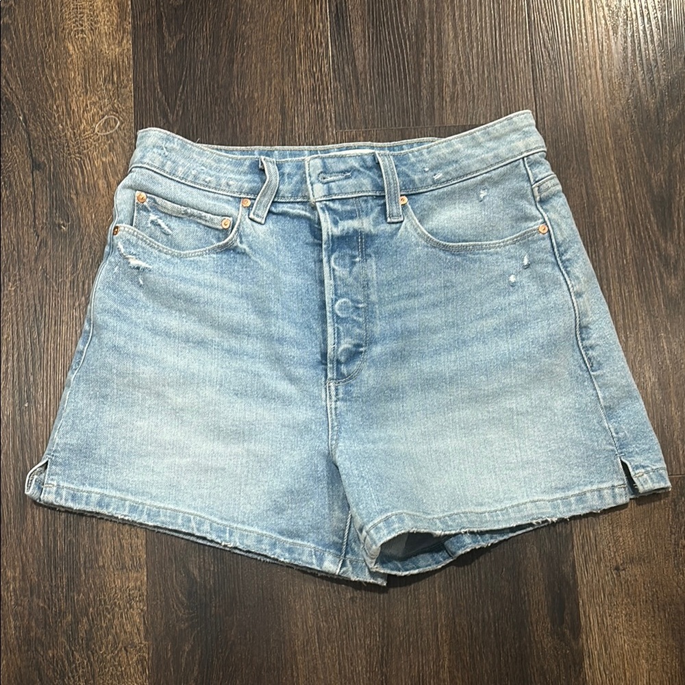 PAIGE Blue Jean Shorts High-Waisted Vintage Style